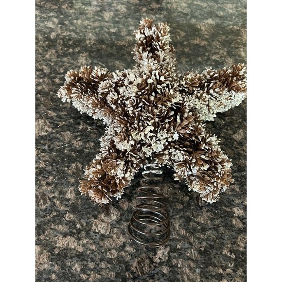 Faux Pine Cone Star Xmas Tree Topper lodge cabin farmhouse style woodsy 12x12 - Picture 7 of 7
